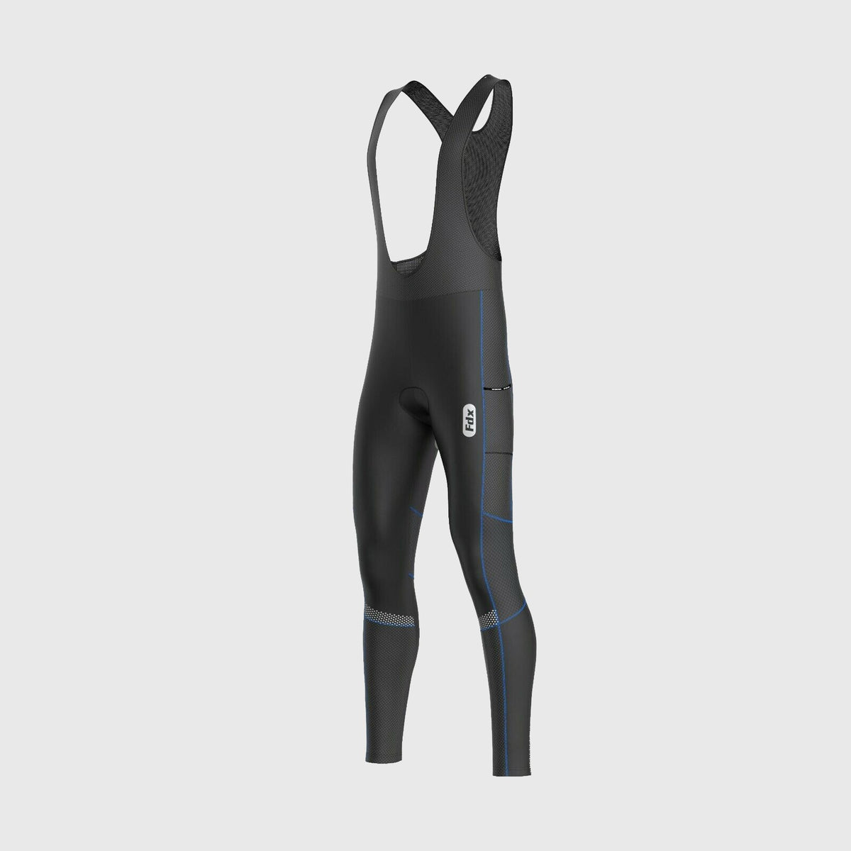 Fdx All Day Blue Men's Thermal Winter Cycling Cargo Bib Tights