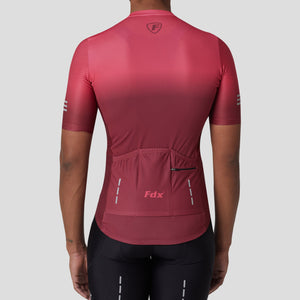 Men’s Pink / Maroon short sleeves cycling jersey Reflective details breathable Hi-Viz summer lightweight Best biking top, skin friendly half sleeves cycling mesh shirt for riding, indoor & outdoor - Fdx 