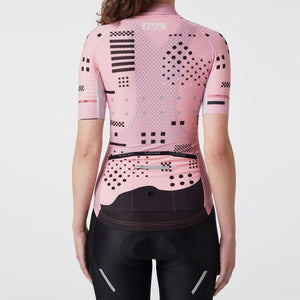 Fdx Women's Tea Pink Short Sleeve Cycling Jersey for Summer Best Road Bike Wear Top Light Weight, Full Zipper, Pockets & Hi-viz Reflectors - All Day