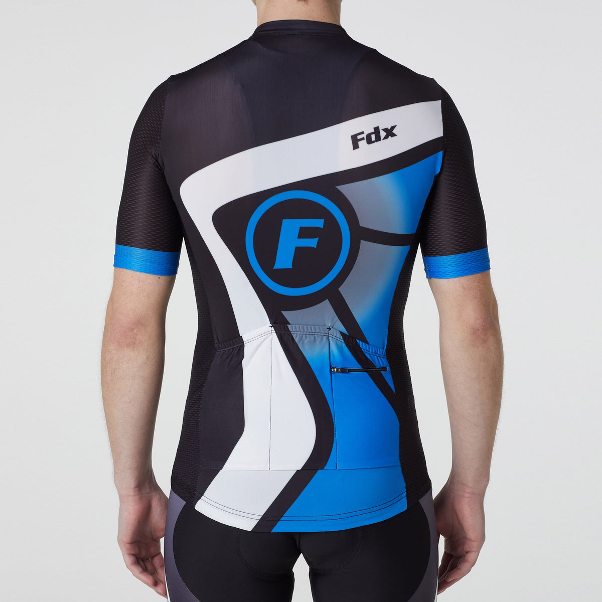 Fdx men’s black & blue best short sleeves cycling jersey breathable lightweight hi-viz Reflective details summer biking top, skin friendly full zip half sleeves mesh cycling shirt for indoor & outdoor riding with two back & 1 zip pockets