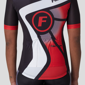 Fdx best short sleeves men’s black & red cycling jersey breathable lightweight hi-viz Reflective details summer indoor & outdoor biking top, full zip skin friendly half sleeves mesh cycling shirt for indoor & outdoor riding with two back & 1 zip pockets