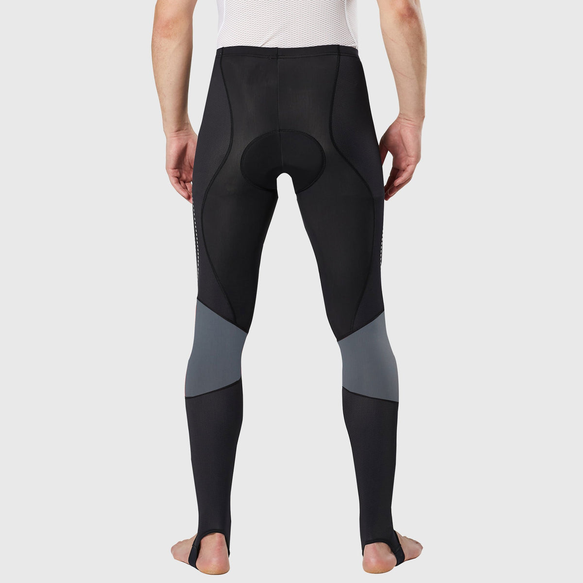 Fdx Men's Hi-iz Reflective Gel Padded Cycling Tights Black & Grey For Winter Roubaix Thermal Fleece Reflective Warm Leggings - Thermodream Bike Long Pants