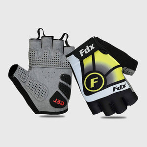 Fdx Black & Yellow Short Finger Cycling Gloves for Summer MTB Road Bike fingerless, anti slip & Breathable - Signature