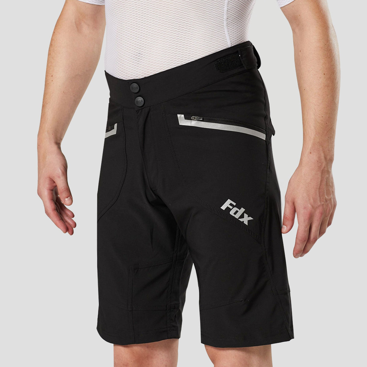 Men’s Black MTB Shorts, Removable Padded Liner Lightweight Mountain Bike Shorts, Breathable Quick Dry Outdoor Cycle Pants with Cargo Pockets