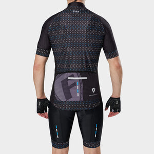 Fdx Mens Half Sleeve Cycling Jersey & Gel Padded Bib Shorts Black Best Summer Road Bike Wear Light Weight, Hi-viz Reflectors & Pockets - Vega