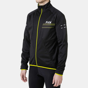 Fdx Waterproof Hi-Viz Reflective Cycling Jacket for Men's Black & Fluorescent Yellow Winter Thermal Casual Softshell Clothing Lightweight, Windproof, Waterproof & Pockets - Arch