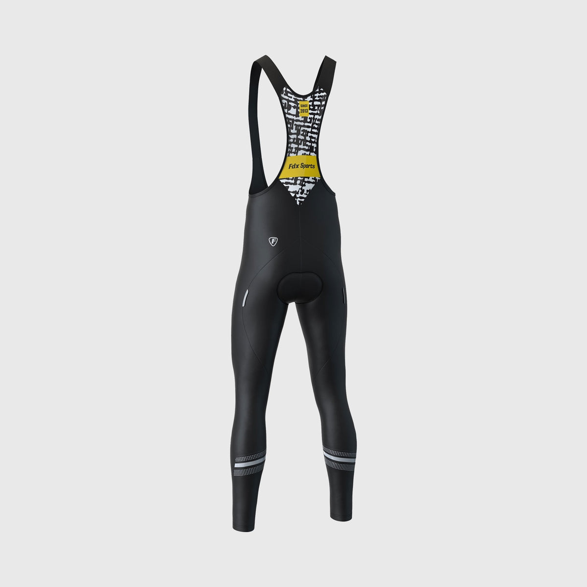 Fdx Womens Black Gel Padded Cycling Bib Tights For Winter Roubaix Thermal Fleece Reflective Stripes Warm Leggings - Limited Edition Bike Pants