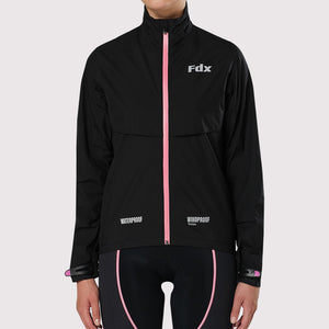 Fdx Women's Black & Pink Cycling Jacket for Winter Thermal Casual Softshell Clothing Lightweight, Windproof, Waterproof & Pockets - Evex