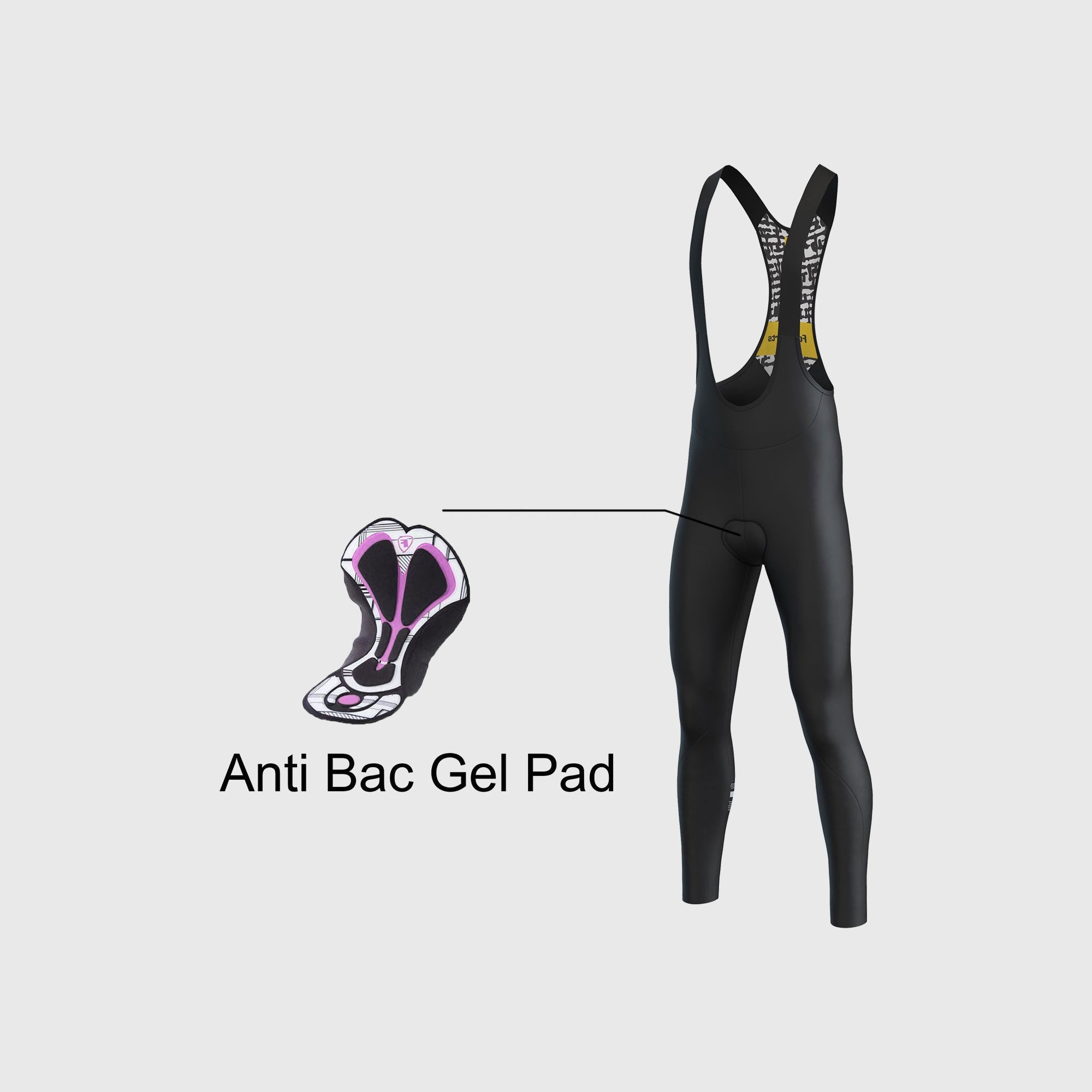 Women’s Black Cycling Bib Tight, 3D Gel Padded lightweight thermal fleece comfy winter bib pants, warm Windproof biking tights, with side pockets for riding
