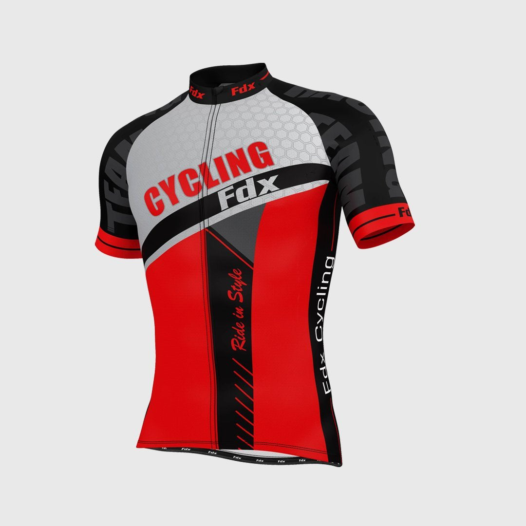 Fdx Apex Red Men's Short Sleeve Summer Cycling Jersey