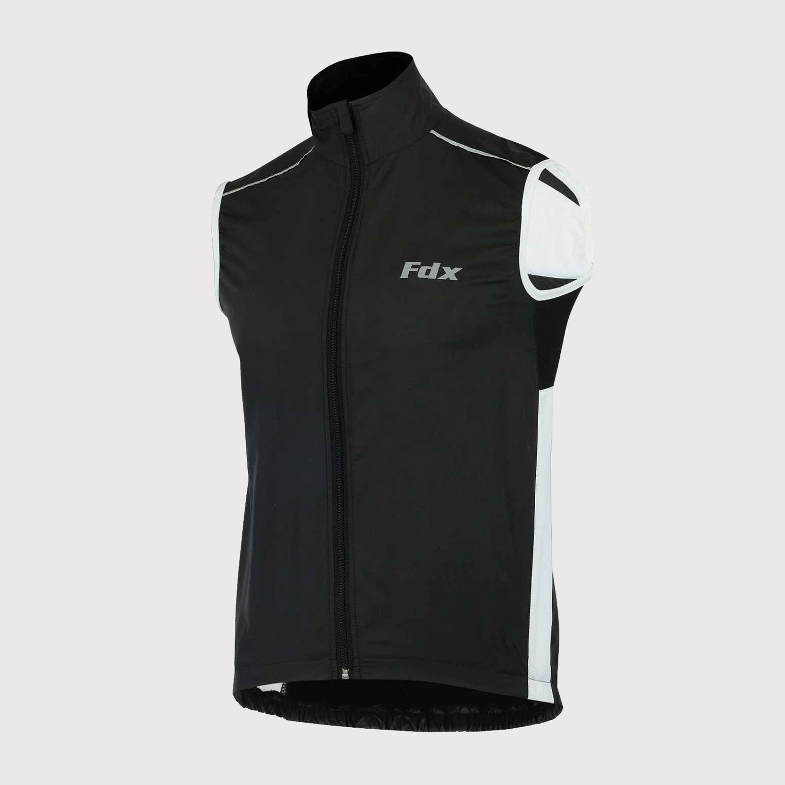 Fdx Men's Best Black & White Cycling Gilet Sleeveless Vest for Winter Clothing Hi-Viz Reflectors, Lightweight, Windproof, Waterproof & Pockets - Dart