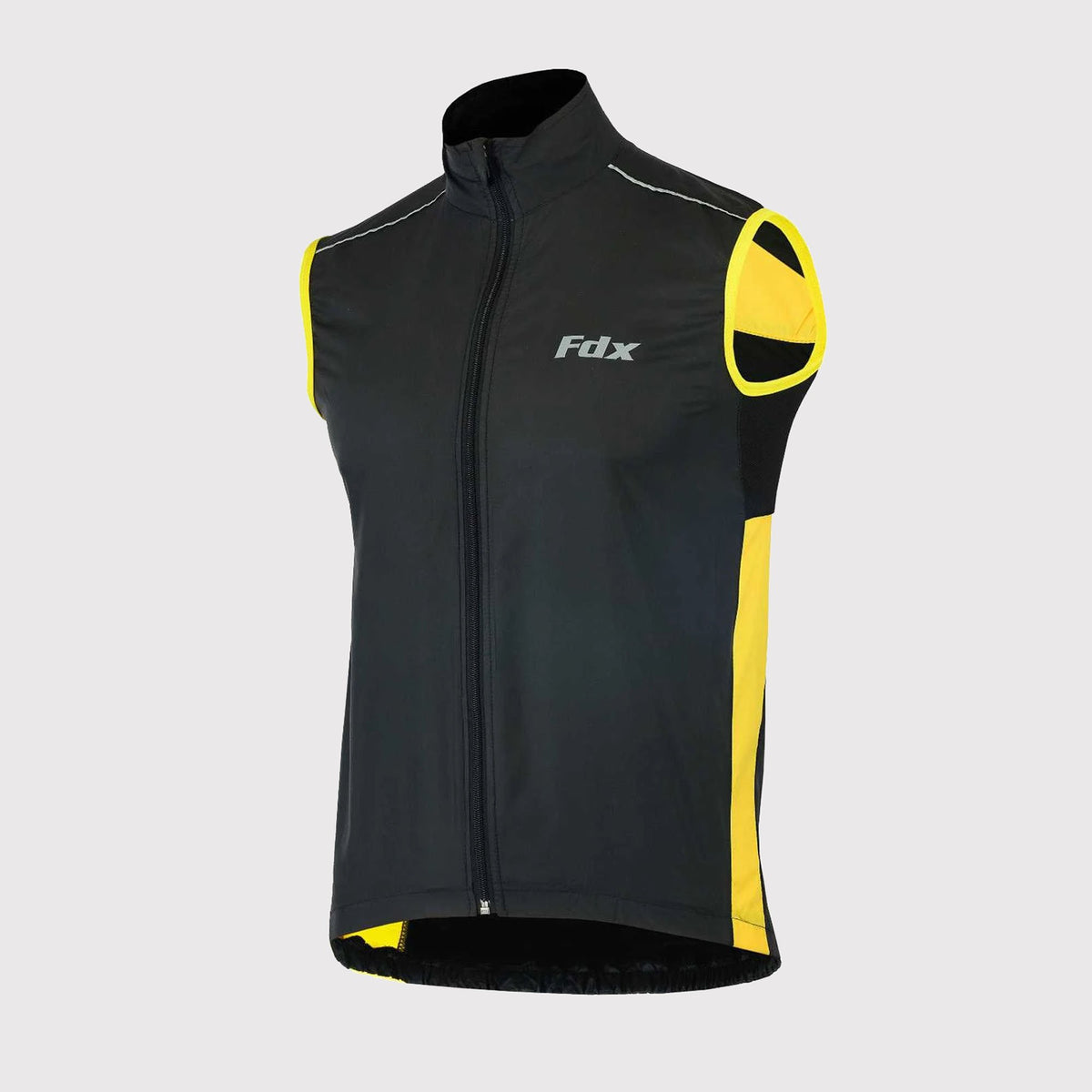 Fdx Men's Best Black & Yellow Cycling Gilet Sleeveless Vest for Winter Clothing Hi-Viz Reflectors, Lightweight, Windproof, Waterproof & Pockets - Dart