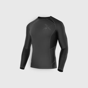 Fdx Men's Compression Top Black Best Running Gym Workout Wear Rash Guard Stretchable, Lightweight & Breathable - Recoil