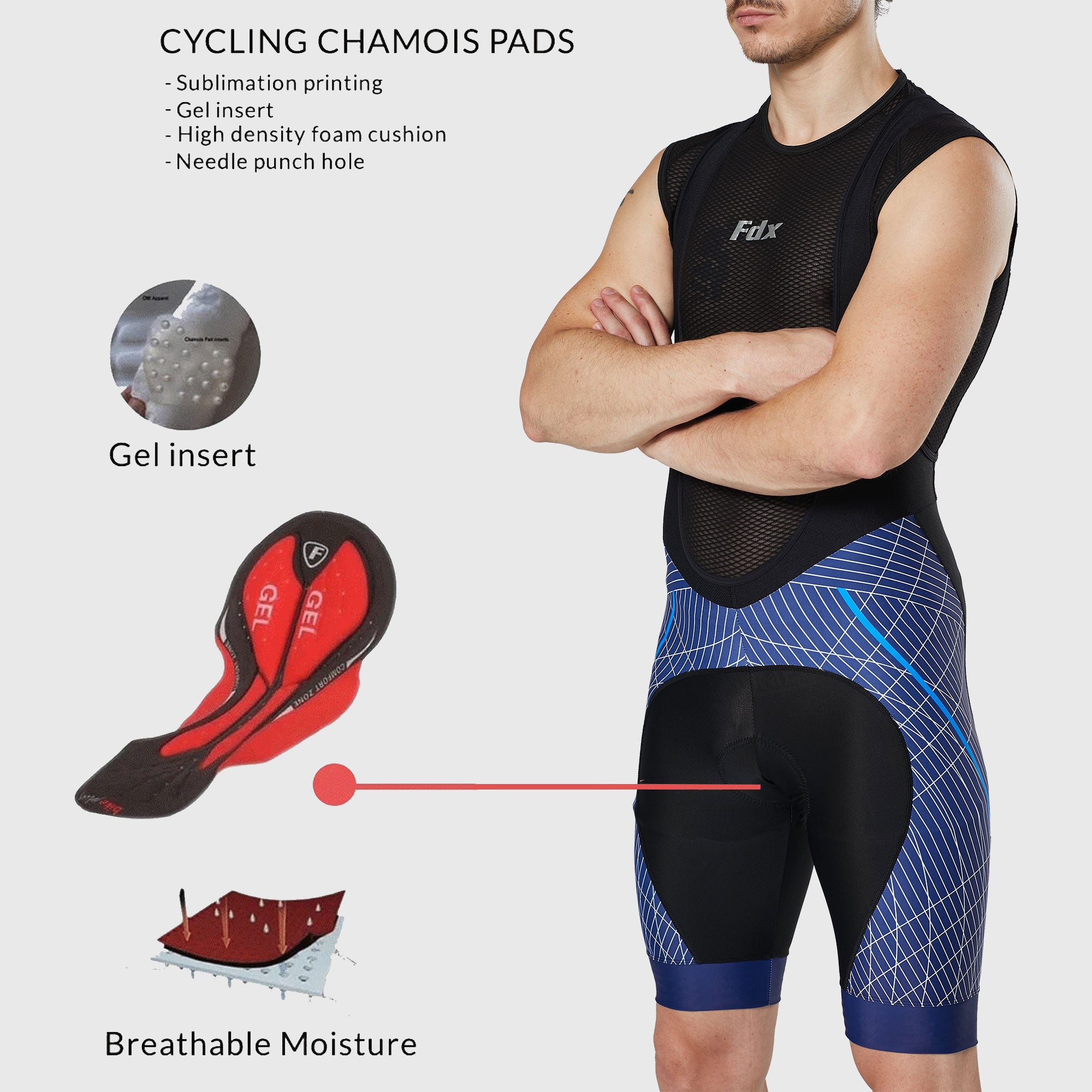 Fdx Men's Best Black & Blue Chamois Gel Padded Cycling Bib Shorts For Summer Roubaix Thermal Fleece Reflective Warm Leggings - Classic II Bike Shorts