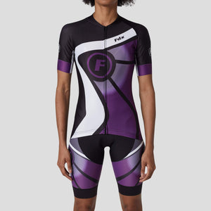 Fdx Women's Short Sleeve Black & Purple Cycling Jersey & Gel Padded Bib Shorts Best Summer Road Bike Wear, Sports & Outdoor Light Weight, Hi viz Reflectors & Pockets - Signature