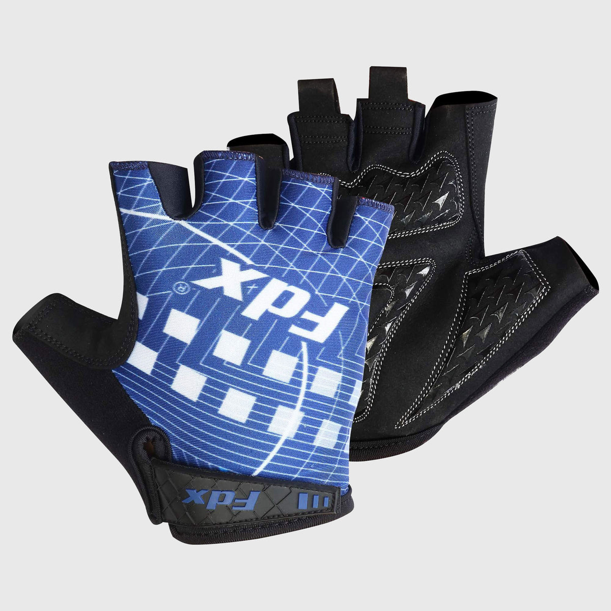 Fdx Black & Blue Short Finger Cycling Gloves for Summer MTB Road Bike fingerless, anti slip & Breathable - Classic II