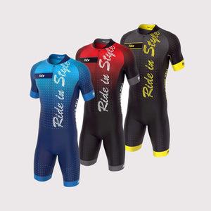 Fdx Men Best Blue, Red & Yellow Padded Triathlon & Skin Suit Lightweight, Breathable & Quick Dry Perfect for Running Summing & other Sports