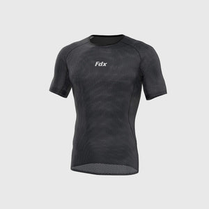 Fdx Men's Black Half Sleeve Best Mesh Compression Top Running Gym Workout Wear Rash Guard Stretchable Breathable - Aeroform