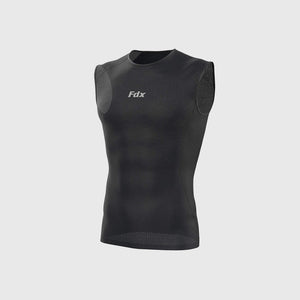 Fdx Men's Black Half Sleeveless Mesh Compression Top Running Gym Workout Wear, Lightweight Rash Guard Stretchable Breathable - Aeroform