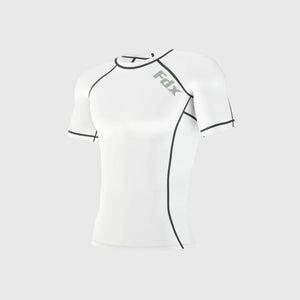 Fdx Men's Quick Dry Short Sleeve Compression Top White Running Gym Workout Wear Rash Guard Stretchable Breathable - Cosmic
