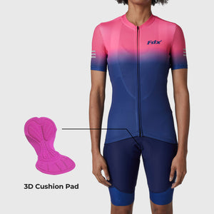 Fdx Women's Blue Cushion Padded Cycling Bib Shorts For Summer Best Outdoor Road Bike Short Length Bib - Duo