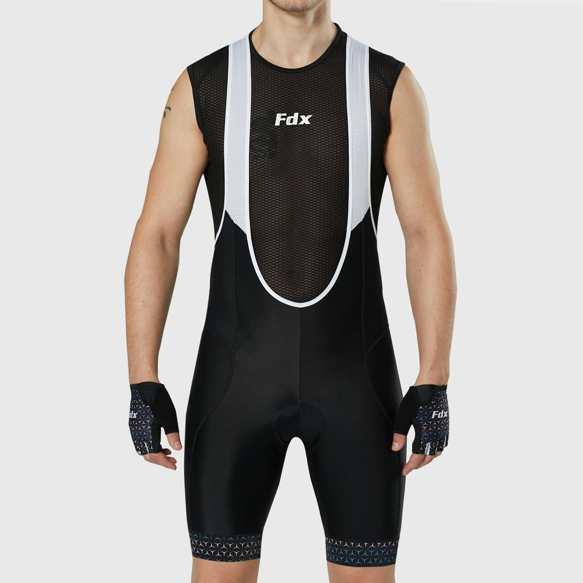 FDX  Black Best Men's 3D Gel Padded Bib Short Summer Best Outdoor Breathable, Lightweight & Quick Dry Reflective Strips - Vega