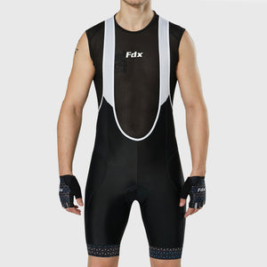 FDX  Black Best Men's 3D Gel Padded Bib Short Summer Best Outdoor Breathable, Lightweight & Quick Dry Reflective Strips - Vega