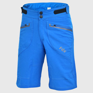 Fdx Men's Blue MTB Shorts Lightweight Padded Breathable Fabric Hi viz Reflectors Pockets Summer Mountain Bike Shorts Cycling Gear AU