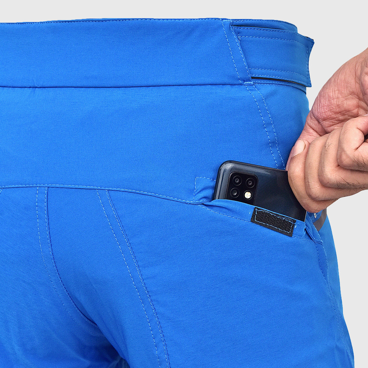 Men’s Blue MTB Shorts, Removable Padded Liner Lightweight Mountain Bike Shorts, Breathable Quick Dry Outdoor Cycle Pants with Cargo Pockets