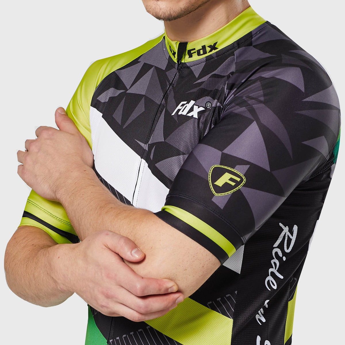 Fdx best Men’s yellow & black full zip short sleeves cycling jersey Hi-Viz Reflective details breathable summer lightweight biking top, Hi-Viz Reflective skin friendly  half sleeves cycling shirt for indoor & outdoor riding with two back pockets