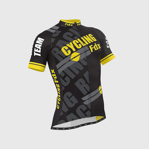Fdx Mens Yellow Half Sleeve Cycling Jersey & Gel Padded Bib Shorts Best Summer Road Bike Wear Light Weight, Hi-viz Reflectors & Pockets - Core