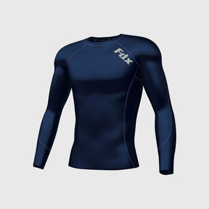 Fdx Breathable Compression Top for Men's Navy Blue Running Gym Workout Wear Rash Guard Stretchable Breathable - Thermolinx