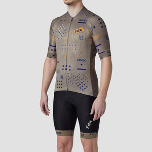 Fdx Breathable Men's Green Short Sleeve Cycling Jersey & Gel Padded Bib Shorts Best Summer Road Bike Wear Light Weight, Hi-viz Reflectors & Pockets - All Day