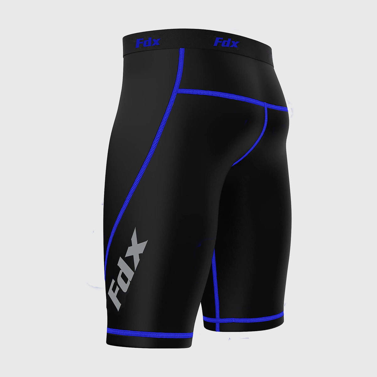 Fdx Men's Black & Blue Compression Shorts Gym Workout Running Athletic Yoga Elastic Waistband Stretchable Breathable AU