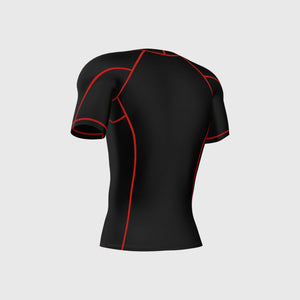 Fdx Men's Quick Dry Short Sleeve Compression Top Black & Red Running Gym Workout Wear Rash Guard Stretchable Breathable - Cosmic