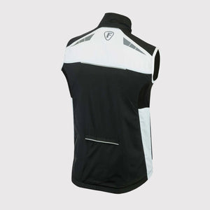Fdx Cycling Vest Black for Men's White Cycling Gilet Sleeveless Vest for Winter Clothing Hi-Viz Reflectors, Lightweight, Windproof, Waterproof & Pockets - Dart