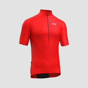 Best men’s fdx Red short sleeves cycling jersey breathable lightweight hi-viz Reflective details summer biking top, full zip skin friendly half sleeves mesh cycling shirt for indoor & outdoor riding with two back & 1 zip pockets AU