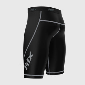 Fdx Men's Black & Grey Compression Shorts Gym Workout Running Athletic Yoga Elastic Waistband Stretchable Breathable AU