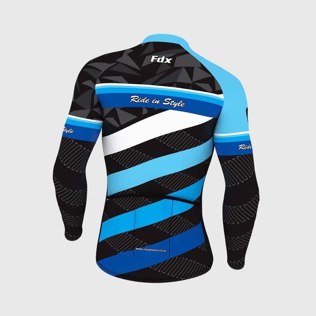 Fdx Equin Blue Men's Long Sleeve Winter Cycling Jersey
