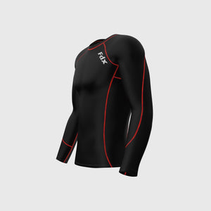 Fdx Breathable Compression Top for Men's Black & Red Running Gym Workout Wear Rash Guard Stretchable Breathable - Thermolinx