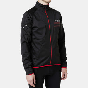 Fdx Men's Thermal Cycling Jacket Black & Red for Winter Casual Softshell Clothing Lightweight, Windproof, Waterproof & Pockets - Arch