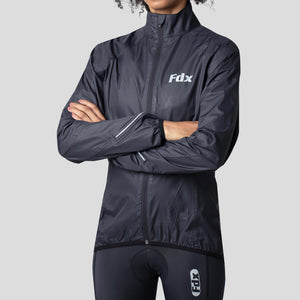 Fdx Women's Black Cycling Jacket for Winter Thermal Casual Softshell Clothing Lightweight, Shaver proof, Packable ,Windproof, Waterproof & Pockets - J20