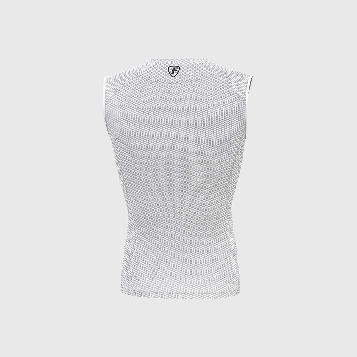 Fdx Compression Mesh Sleeveless Top for Men's White Running Gym Workout Wear Rash Guard Stretchable & Lightweight Breathable - Aeroform