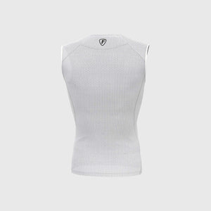 Fdx Compression Mesh Sleeveless Top for Men's White Running Gym Workout Wear Rash Guard Stretchable & Lightweight Breathable - Aeroform