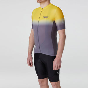 Fdx Best Mens Yellow & Grey Summer Half Sleeve Cycling Jersey Breathable,Side Mesh Panel, Bib Short Reflectors & Elastic Cycling Apparel Australia