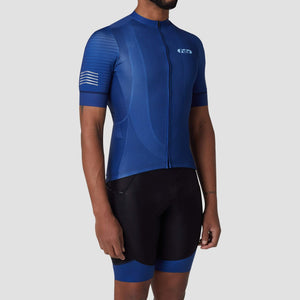 Fdx Mens Black & Blue Short Sleeve Cycling Jersey Summer Breathable Mesh Fabric, Bib Short Hi Viz Reflectors & Pockets Cycling Gear Australia