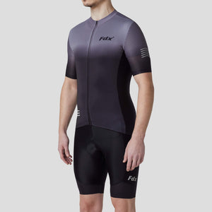 Fdx Best Mens Grey & Black Summer Short Sleeve Cycling Jersey Breathable,Side Mesh Panel, Bib Short Reflectors & Elastic Cycling Gear Australia