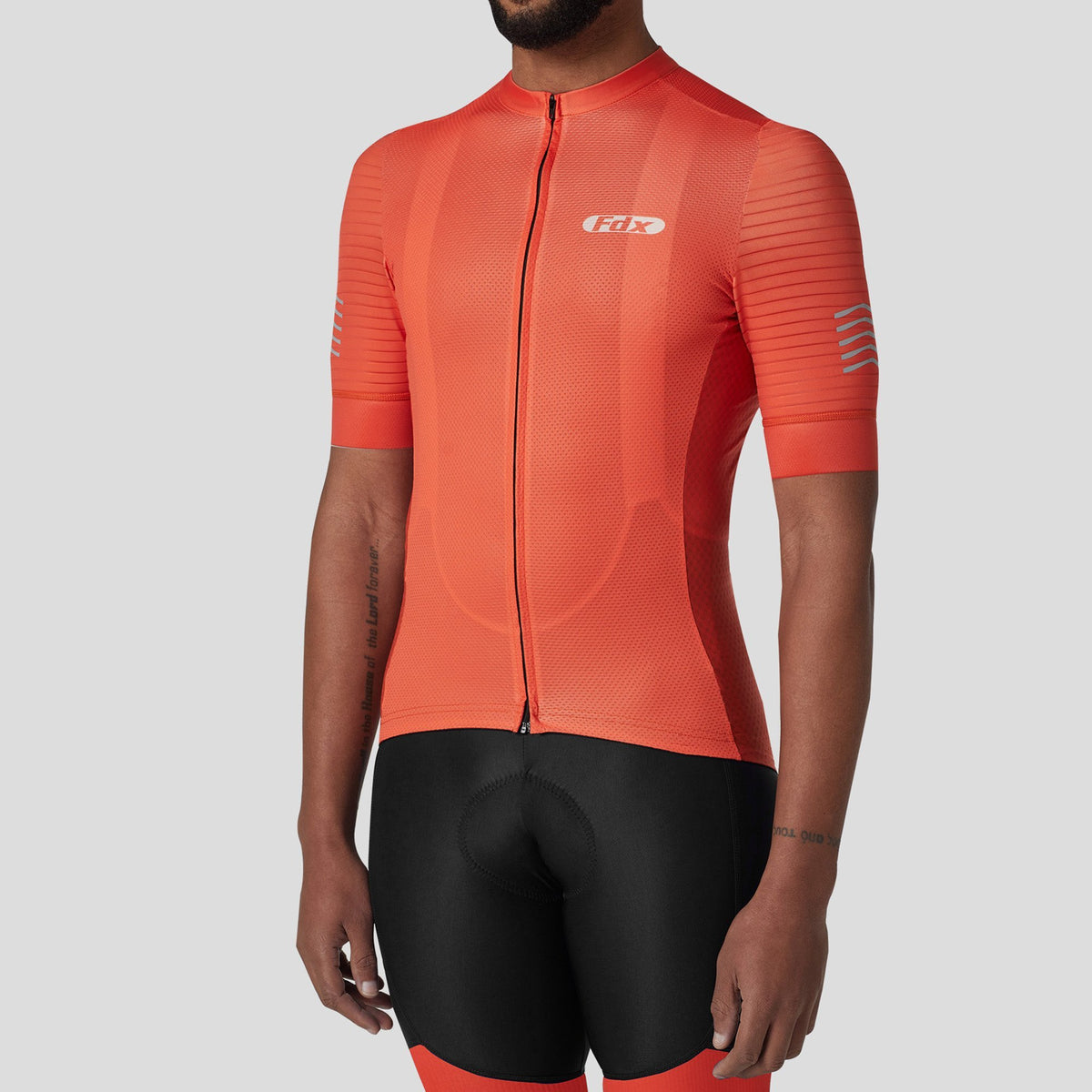 Fdx men’s Orange full zip short sleeves best cycling jersey breathable summer lightweight biking hi-viz Reflective details top, Hi-Viz Reflective skin friendly half sleeves mesh cycling shirt for indoor & outdoor riding with two back & 1 zip pockets  