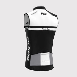 Fdx Sleeveless Cycling Gilet Vest for Men's White & Black Winter Clothing Hi-Viz Reflectors, Lightweight, Windproof, Waterproof & Pockets - Adrenaline