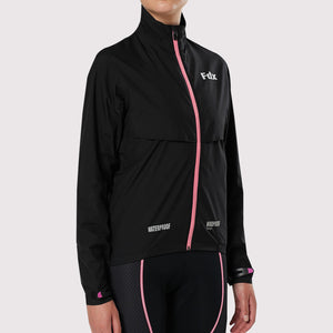 Fdx Best Women's Black & Pink Cycling Jacket for Winter Warm Casual Softshell Clothing Lightweight, Windproof, Waterproof & Pockets - Evex